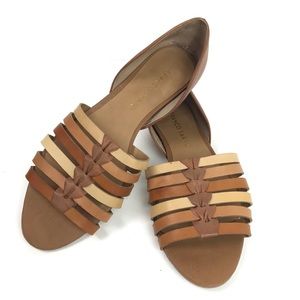 Franco Sarto Leather Flats Skimmer Sandal “Aspire”